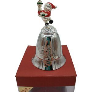 2006 Lenox Disney Christmas Bell Winnie the Pooh Santa Silver Plated Holiday